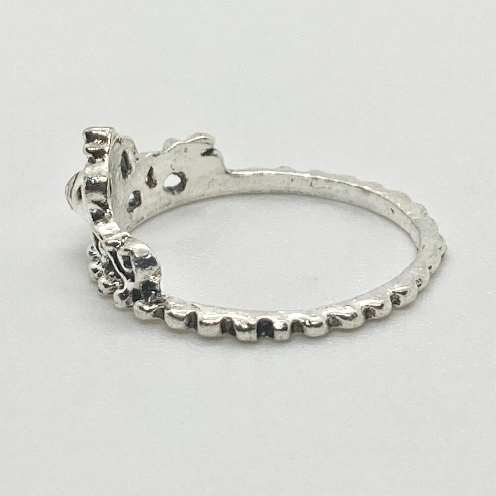 Size 6.75 Silver Tone Princess Crown Ring - Picture 4 of 8